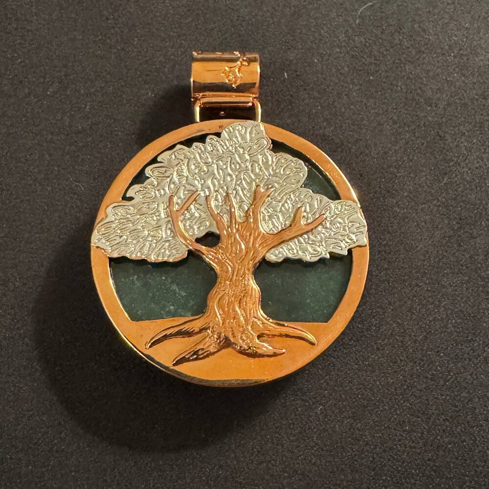 SS Copper Jade Rarities Tree of Life Large Reversible Pendant